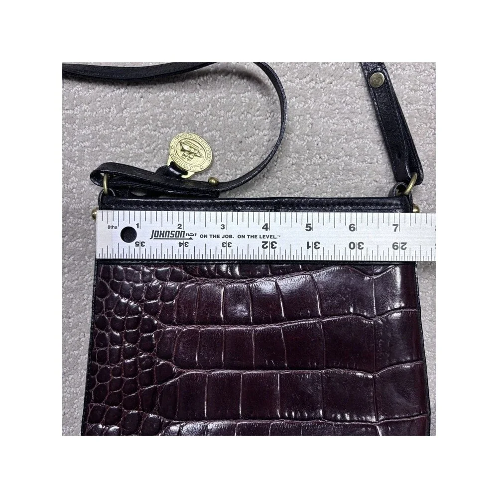 VTG Brahmin Croc Embossed Leather Bucket CrossBody Bag Old Money Quiet Luxury